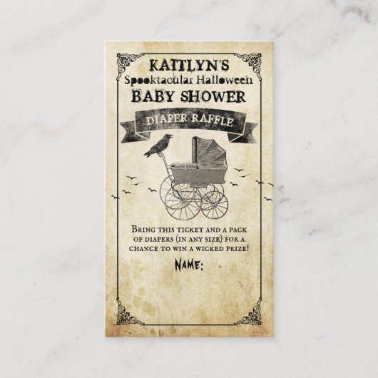 Stroller Halloween Baby shower Diaper Informatiekaartje (Voorkant)