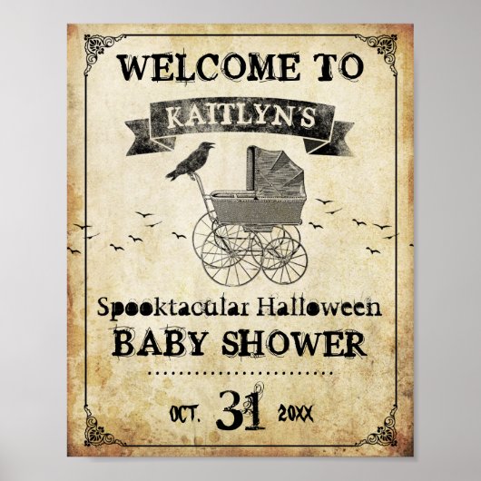  Stroller Halloween Baby shower Welkom Poster (Voorkant)
