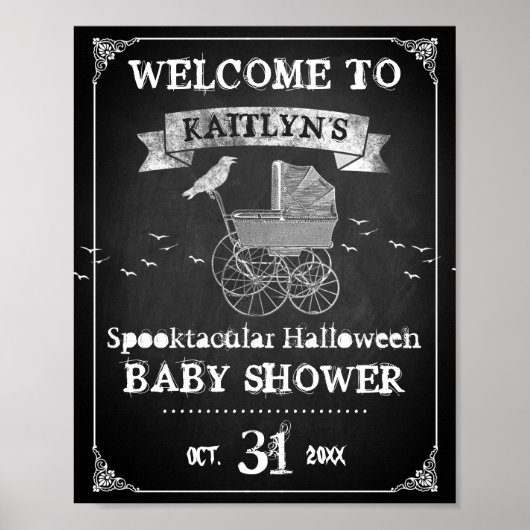  Stroller Halloween Baby shower Welkom Poster (Voorkant)