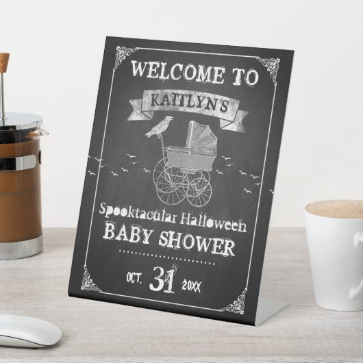 Stroller Halloween Baby shower Welkom Reclamebord Met Voetstuk (Insitu)