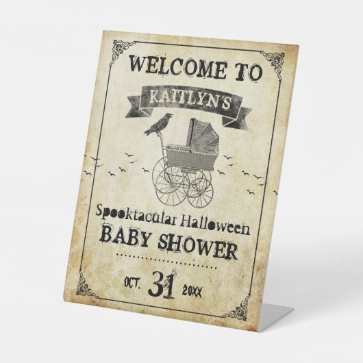  Stroller Halloween Baby shower Welkom Reclamebord Met Voetstuk (Voorkant)