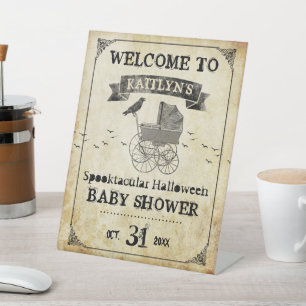 Stroller Halloween Baby shower Welkom Reclamebord Met Voetstuk
