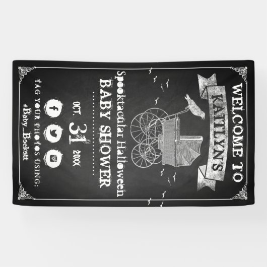  Stroller Halloween Baby shower Welkom Spandoek (Horizontaal)