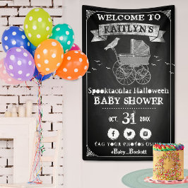Stroller Halloween Baby shower Welkom Spandoek