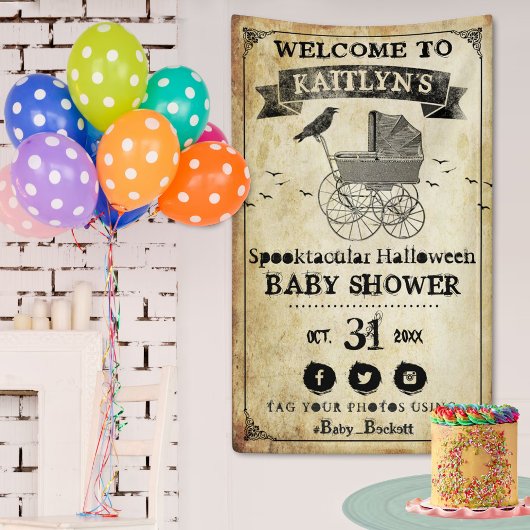  Stroller Halloween Baby shower Welkom Spandoek