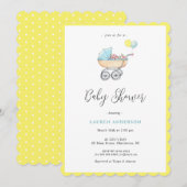 stroller met Baby shower bloemen Kaart (Voorkant / Achterkant)