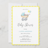  stroller met Baby shower bloemen Kaart (Voorkant)
