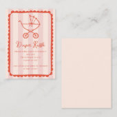 Stroller Scalloped Pink Baby Shower Diaper Raffle Informatiekaartje (Voorkant / Achterkant)
