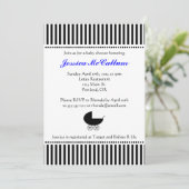 Stroller Silhouette-uitnodiging - Helderblauw Kaart (Staand voorkant)