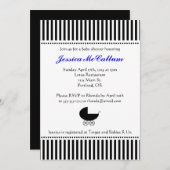 Stroller Silhouette-uitnodiging - Helderblauw Kaart (Voorkant / Achterkant)