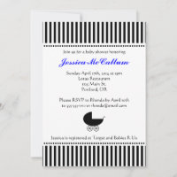 Stroller Silhouette-uitnodiging - Helderblauw