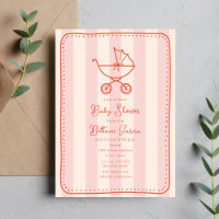 Stroller Sketch Doodle Stippen Roze Meisje Baby sh