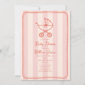 Stroller Sketch Doodle Stippen Roze Meisje Baby sh Kaart (Voorkant)