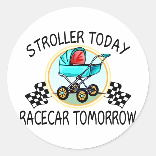 Stroller vandaag, Racecar Morgen Ronde Sticker (Voorkant)