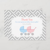Strollers Twins Baby shower Hartelijk dank Bedankkaart (Voorkant / Achterkant)
