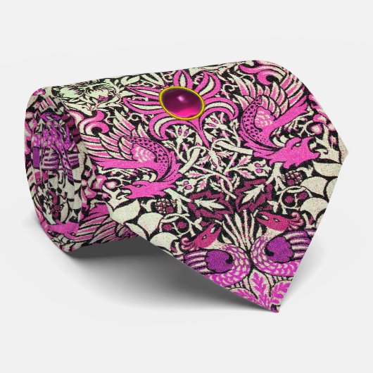 STROMEN, PIEKEN EN DRAGONS PINK GEM STONE STROPDAS (Opgerold)