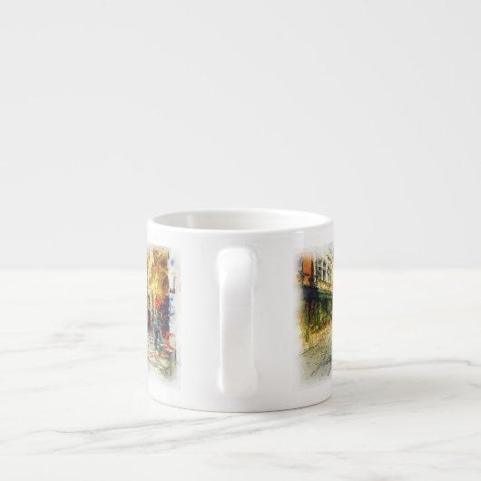 Stromen van de oude Praag-waterverf Espresso Kop (Achterkant)