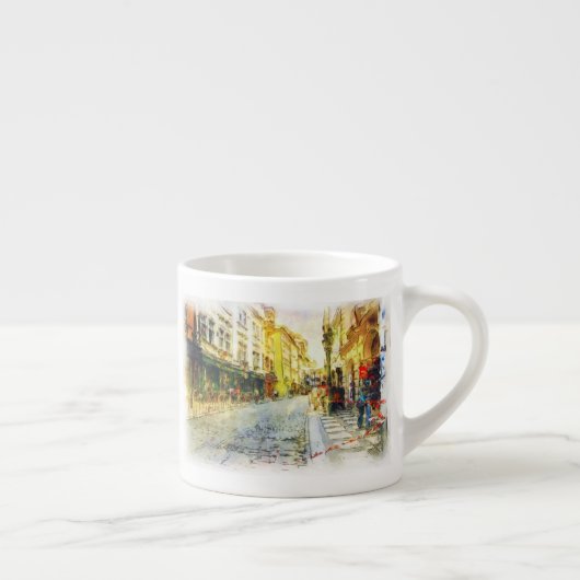 Stromen van de oude Praag-waterverf Espresso Kop (Rechts)