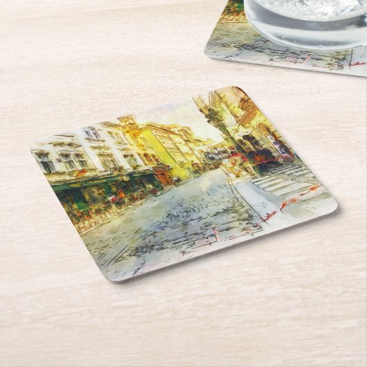 Stromen van de oude Praag-waterverf Kartonnen Onderzetters (Schuin)