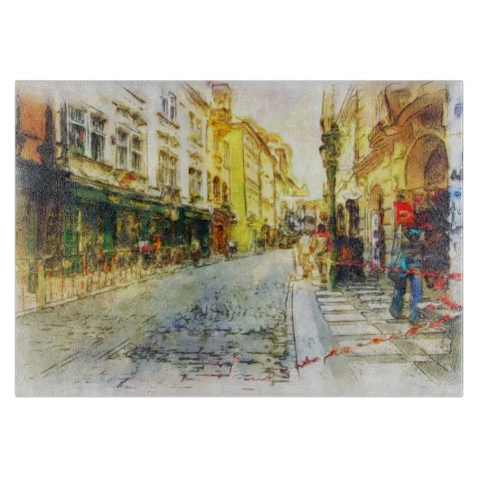 Stromen van de oude Praag-waterverf Snijplank (Voorkant)