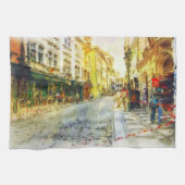 Stromen van de oude Praag-waterverf Theedoek (Horizontaal)