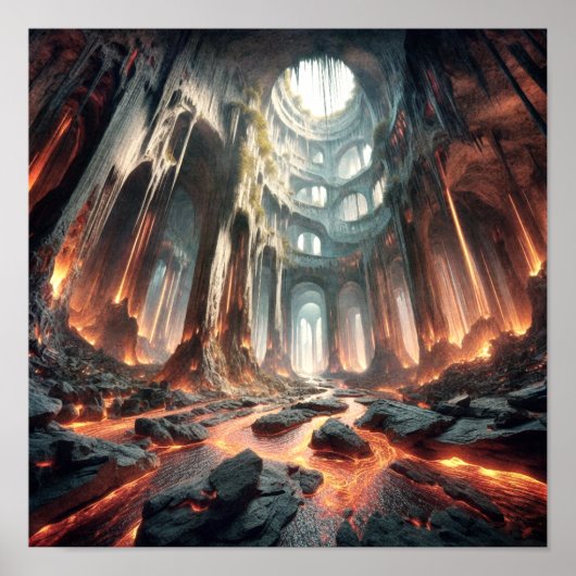 Stromen van lava poster (Voorkant)