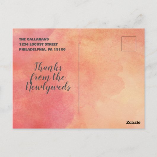 stromend Abstract Sinaasappel Dank je bruiloft fot Briefkaart (Achterkant)