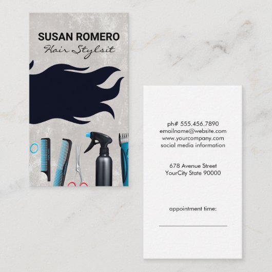 Stromend haar | Hair Stylist Tools Afsprakenkaartje (Voorkant / Achterkant)