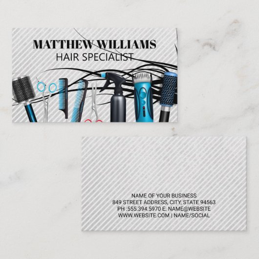 stromend haar | Salon Tools Afsprakenkaartje (Voorkant / Achterkant)