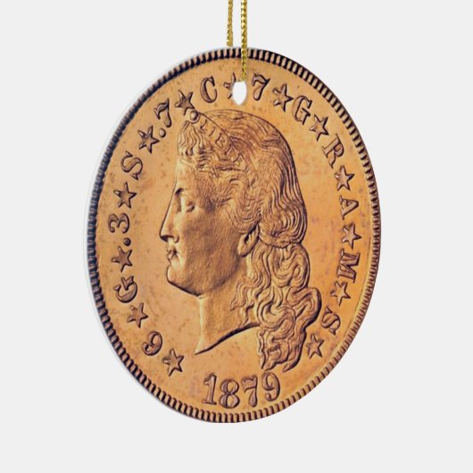 "Stromend Haar Stella vier dollar munt Ornament" Keramisch Ornament (Rechts)