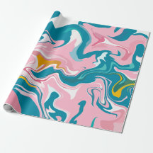 Stromend marmerontwerp met roze en turquoise