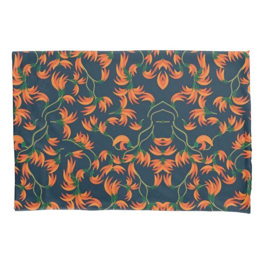  Stromend Oranje Bloemmotief Kussensloop (Voorkant-Links)