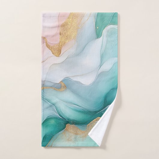 Stromend smaragdgroen en goudmarmer bad handdoek (Handdoek)