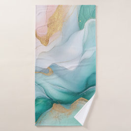Stromend smaragdgroen en goudmarmer badhanddoek