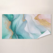 Stromend smaragdgroen en goudmarmer badhanddoek (Badhanddoek)