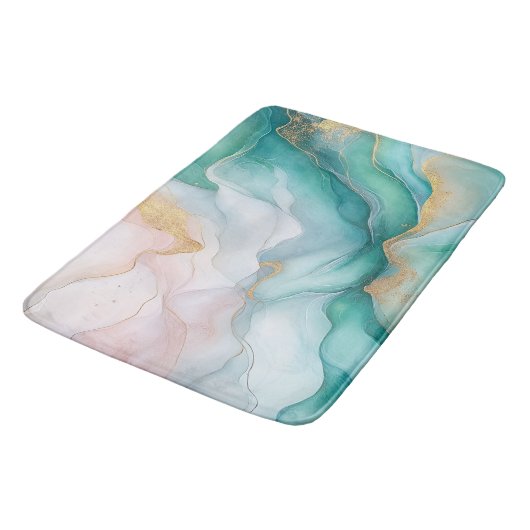 Stromend smaragdgroen en goudmarmer badmat (Gekanteld)