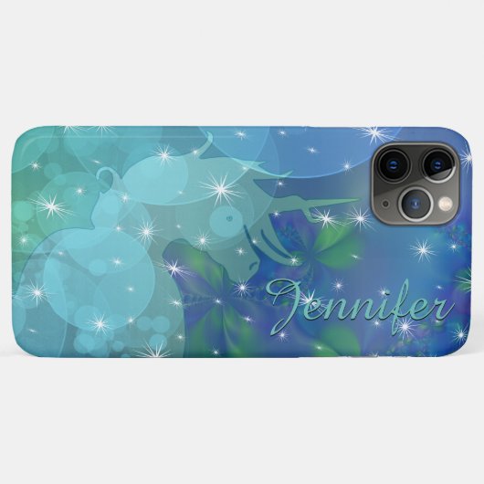 stromend Unicorn Silhouette (blauw/groen met sterr Case-Mate iPhone Case (Achterkant (horizontaal))
