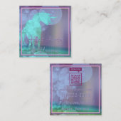 stromend Unicorn Silhouette (blauwgroen/paars) Vierkante Visitekaartje (Voorkant / Achterkant)
