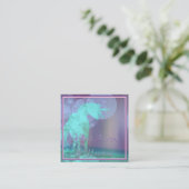 stromend Unicorn Silhouette (blauwgroen/paars) Vierkante Visitekaartje (Staand voorkant)