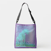 stromend Unicorn Silhouette (regenboogbellen) Crossbody Tas (Achterkant)