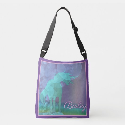 stromend Unicorn Silhouette (regenboogbellen) Crossbody Tas (Voorkant)