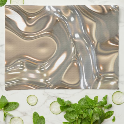 stromend vloeibaar goud en zilver theedoek (Gevouwen)