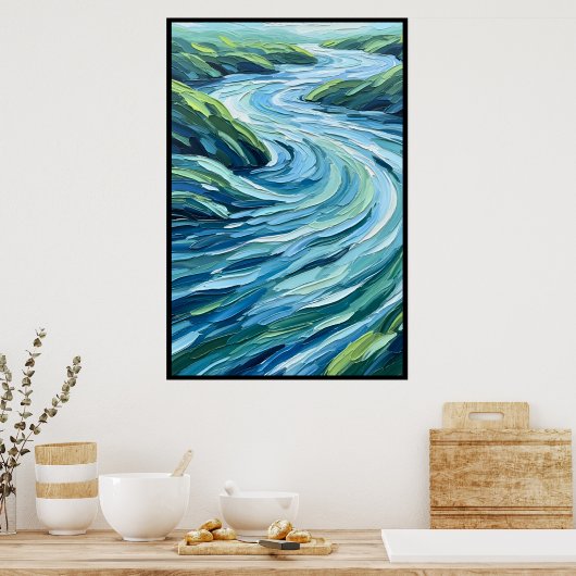 stromend water beweging kunst poster (Keuken)