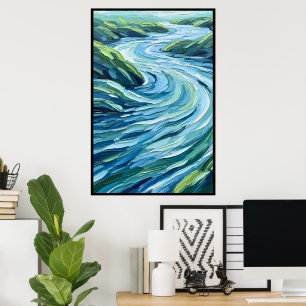stromend water beweging kunst poster