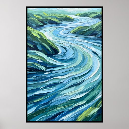 stromend water beweging kunst poster (Voorkant)
