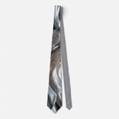 Stromend zilver en goud metallic stof stropdas (Voorkant)