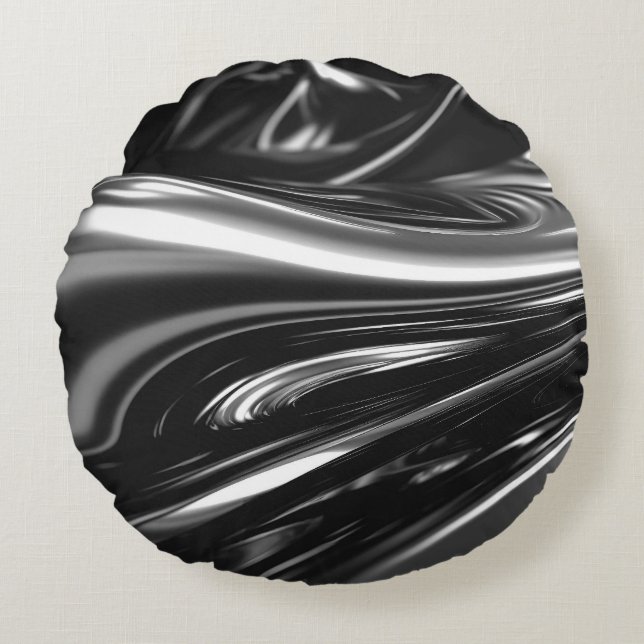 Stromend zilver metaal rond kussen (Voorkant)
