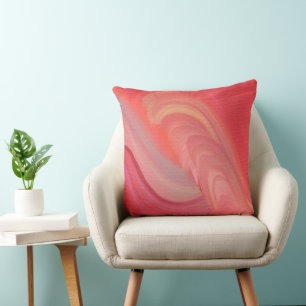 Stromende Abstracte Krullen in Rood, Roze en Perzi Kussen