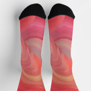 Stromende Abstracte Krullen in Rood, Roze en Perzi Sokken