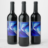 STROMENDE BLAUWE KROMMEN ABSTRACT WIJN ETIKET (Flessen)